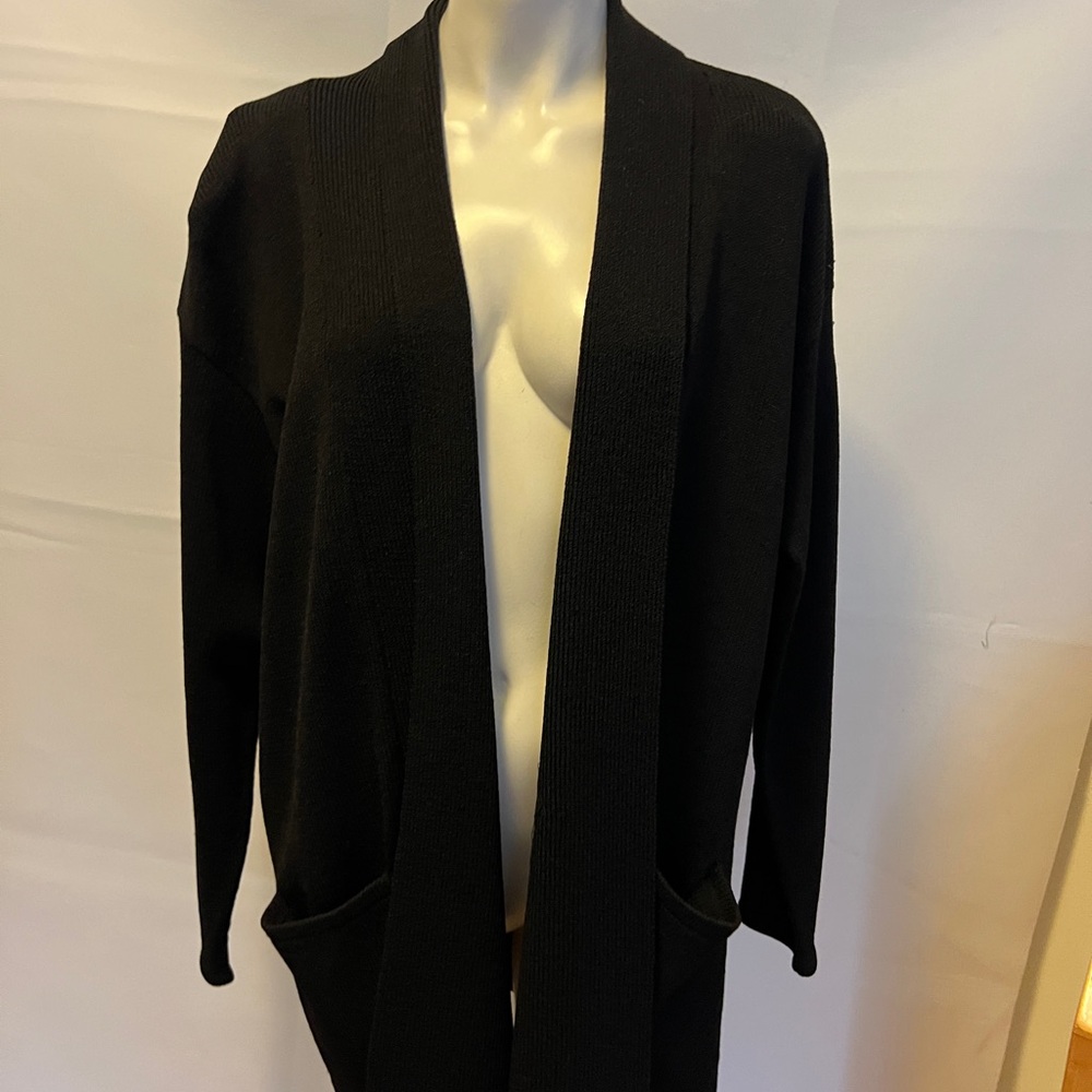 Black Open-Front wool Cardigan with Shawl Collar make offer